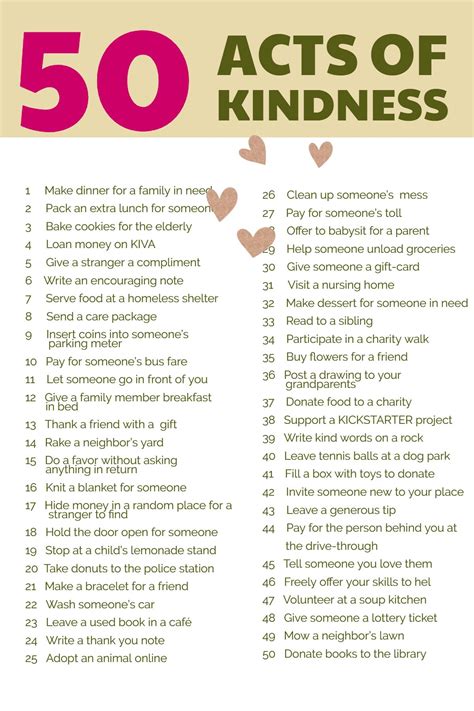 random acts of kindness list for teens